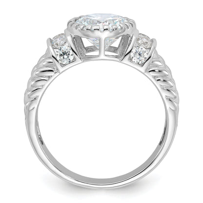 Sterling Silver Rhodium-plated CZ Rope Design Ring