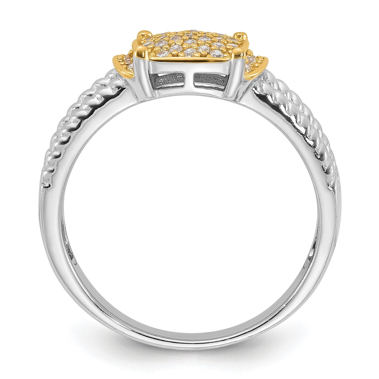 Sterling Silver Rhodium/Gold-tone Pav� CZ Ring