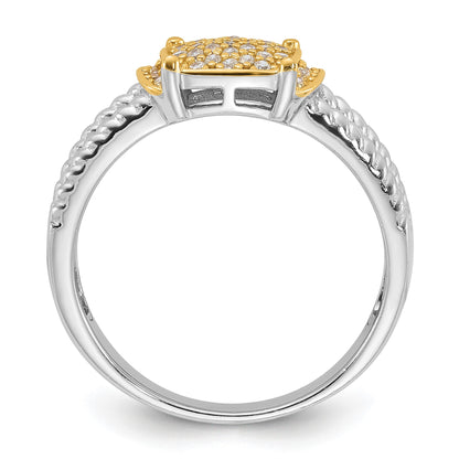 Sterling Silver Rhodium/Gold-tone Pav� CZ Ring