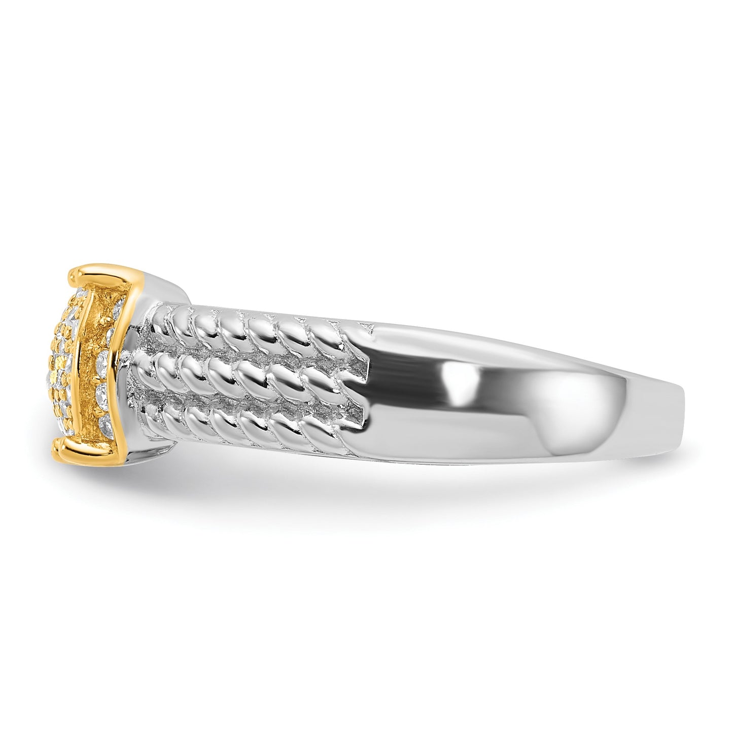 Sterling Silver Rhodium/Gold-tone Pav� CZ Ring