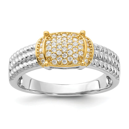 Sterling Silver Rhodium/Gold-tone Pav� CZ Ring