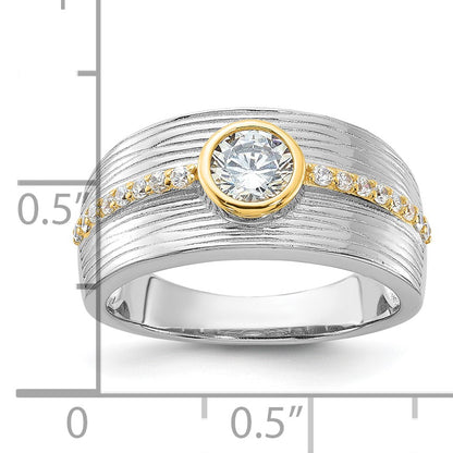 Sterling Silver Rhodium/Gold-tone CZ Ring