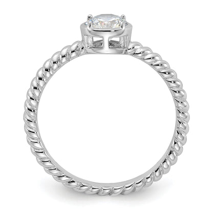 Sterling Silver Rhodium-plated CZ Twisted Ring