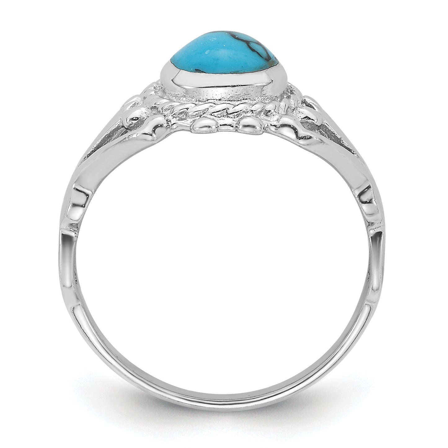 Sterling Silver Rhodium-plated Reconstituted Turquoise Ring