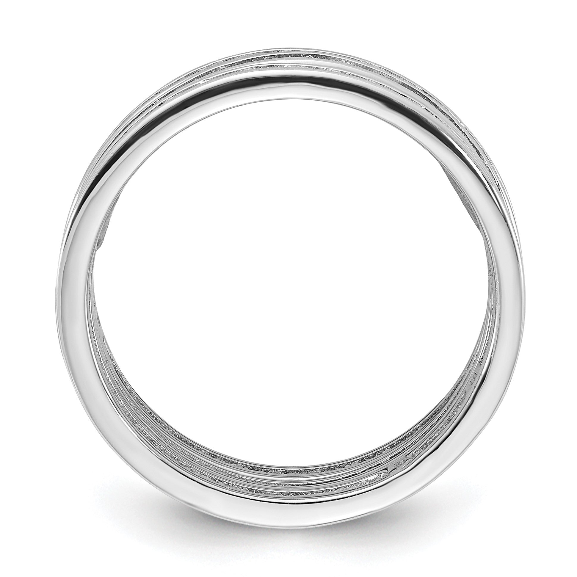 Sterling Silver Rhodium-plated Multi Color CZ 3 Band Set
