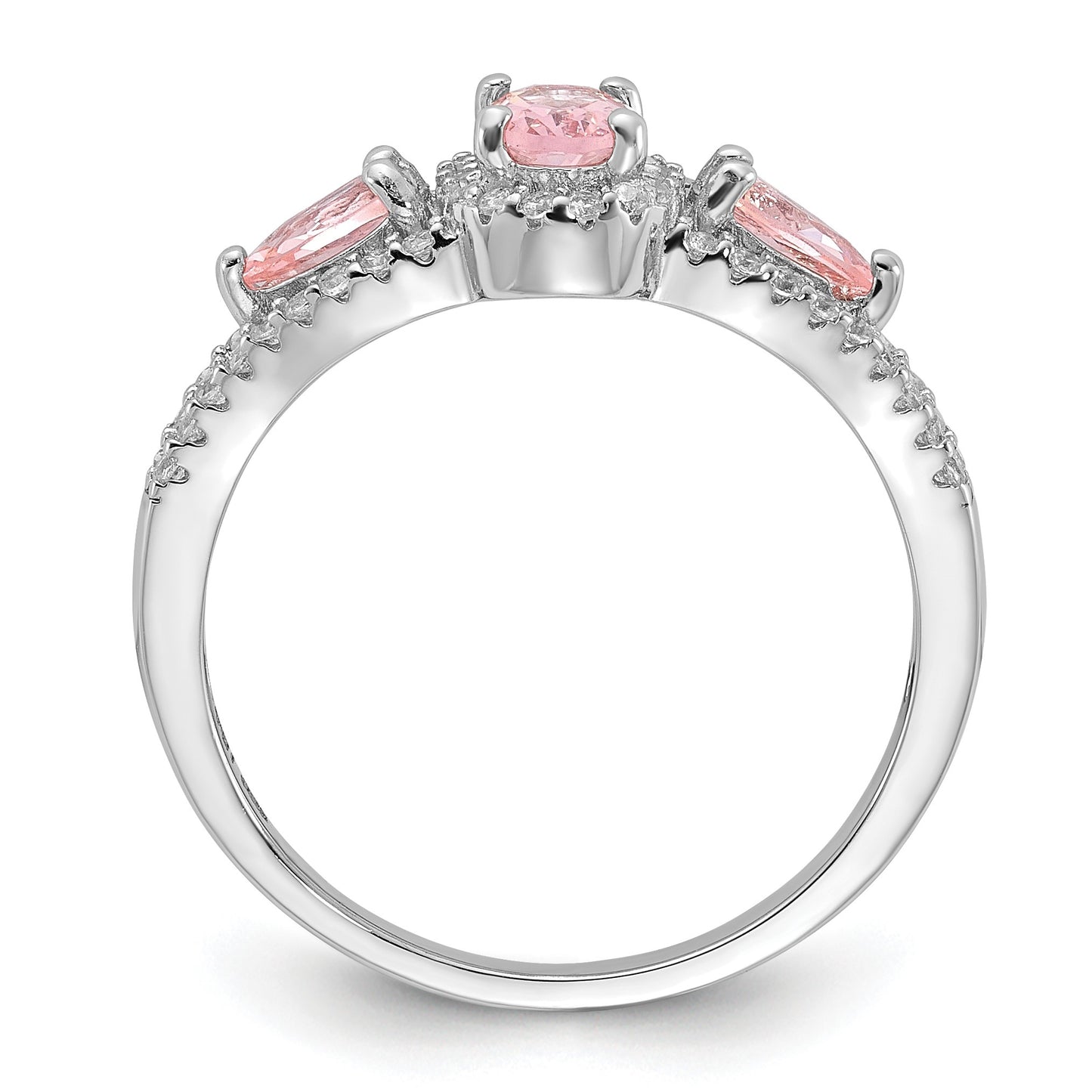 Sterling Silver Rhodium-plated Nano Crystal and CZ Ring