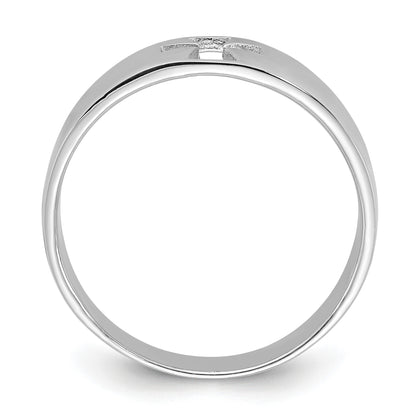 Sterling Silver Rhodium-plated Polished Cut-out Cross Ring