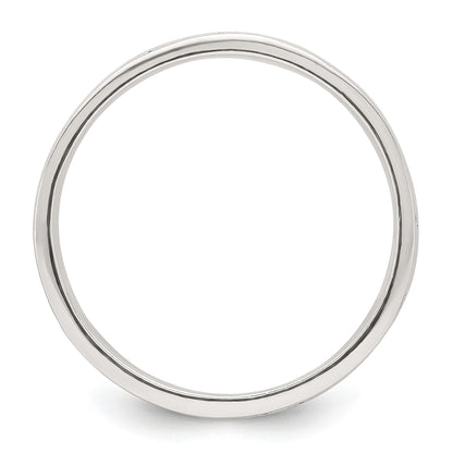 Sterling Silver Polished Oxidized Patterned Men's Band Ring