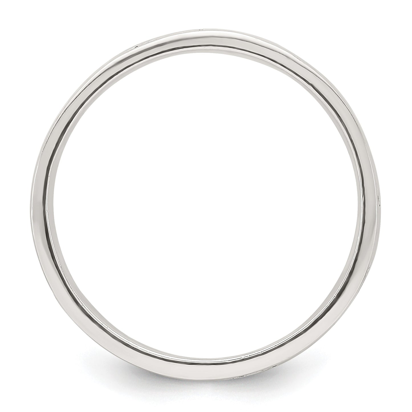 Sterling Silver Polished Oxidized Patterned Men's Band Ring