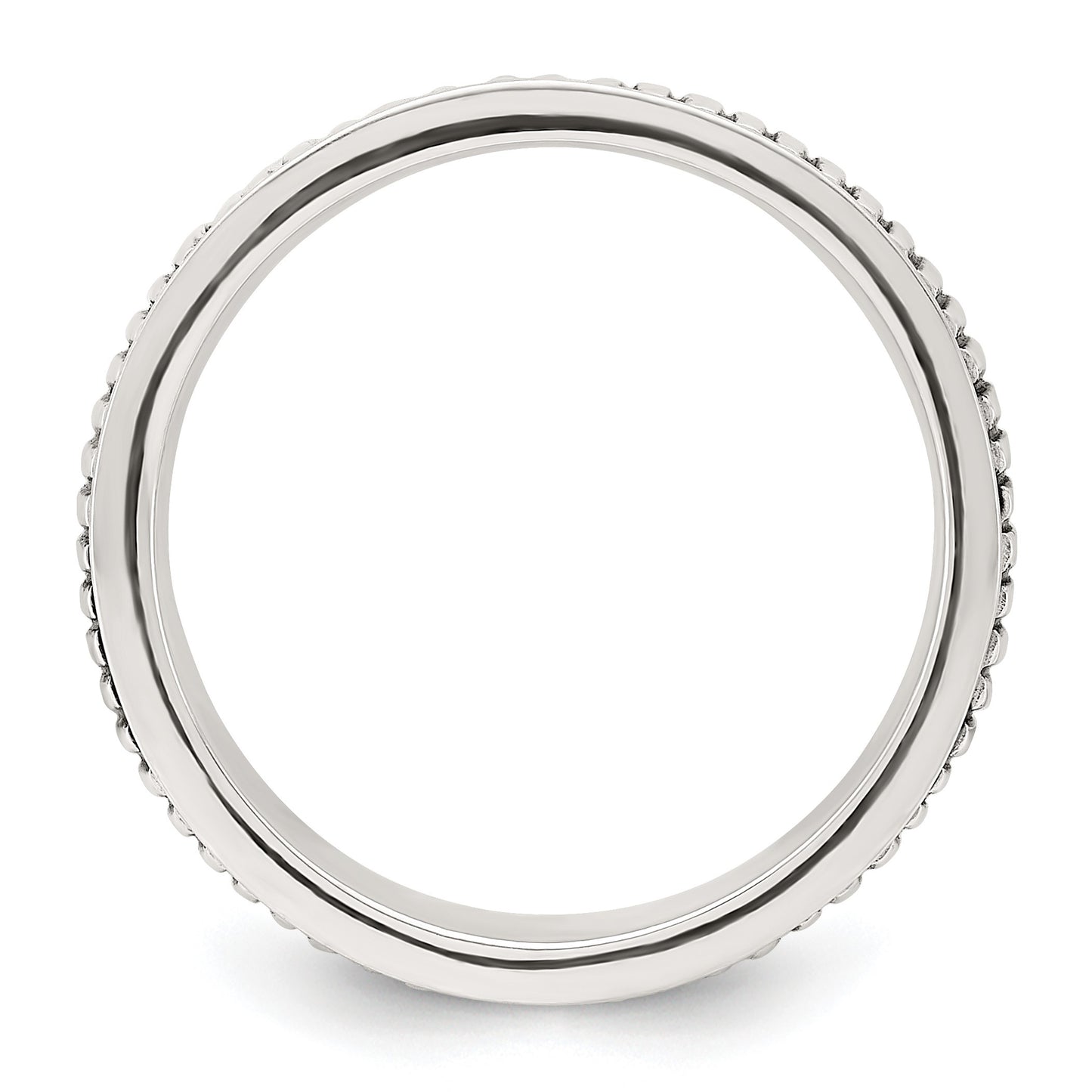 Sterling Silver Polished Oxidized Patterned Men's Ring