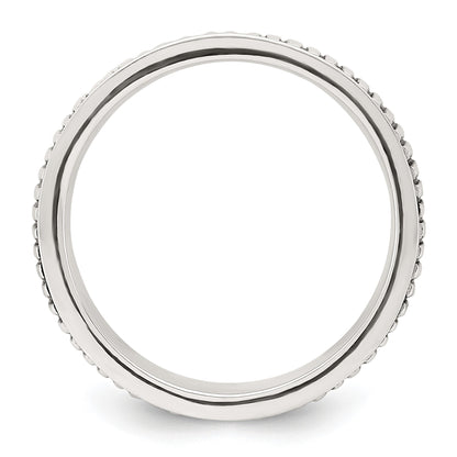 Sterling Silver Polished Oxidized Patterned Men's Ring
