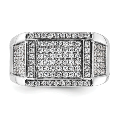 Sterling Silver Rhodium-plated CZ Signet Ring