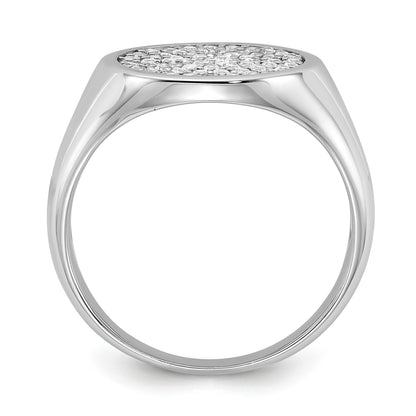 Sterling Silver Rhodium-plated Polished CZ Fashion Men's Ring