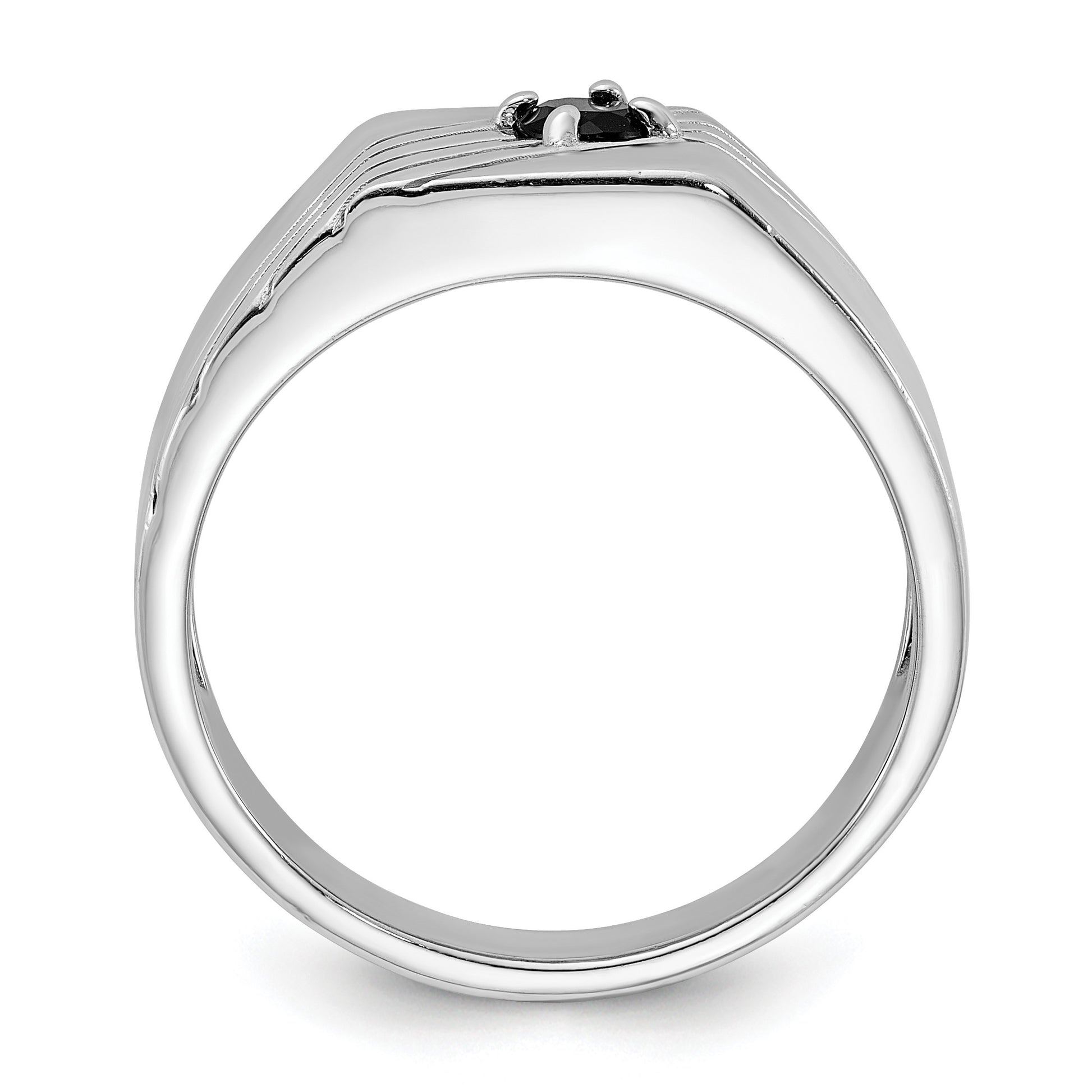 Sterling Silver Rhodium-plated Black Onyx Signet Men's Ring