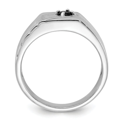 Sterling Silver Rhodium-plated Black Onyx Signet Men's Ring