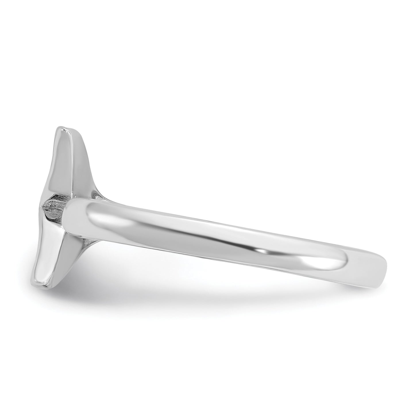 Sterling Silver Rhodium-plated Polished Whale Tail Ring