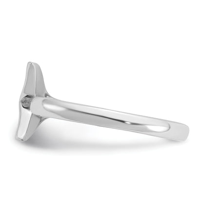 Sterling Silver Rhodium-plated Polished Whale Tail Ring