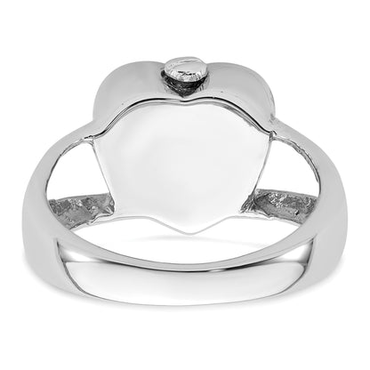 Sterling Silver Rhodium-plated Polished Heart Ash Holder Size 8 Ring