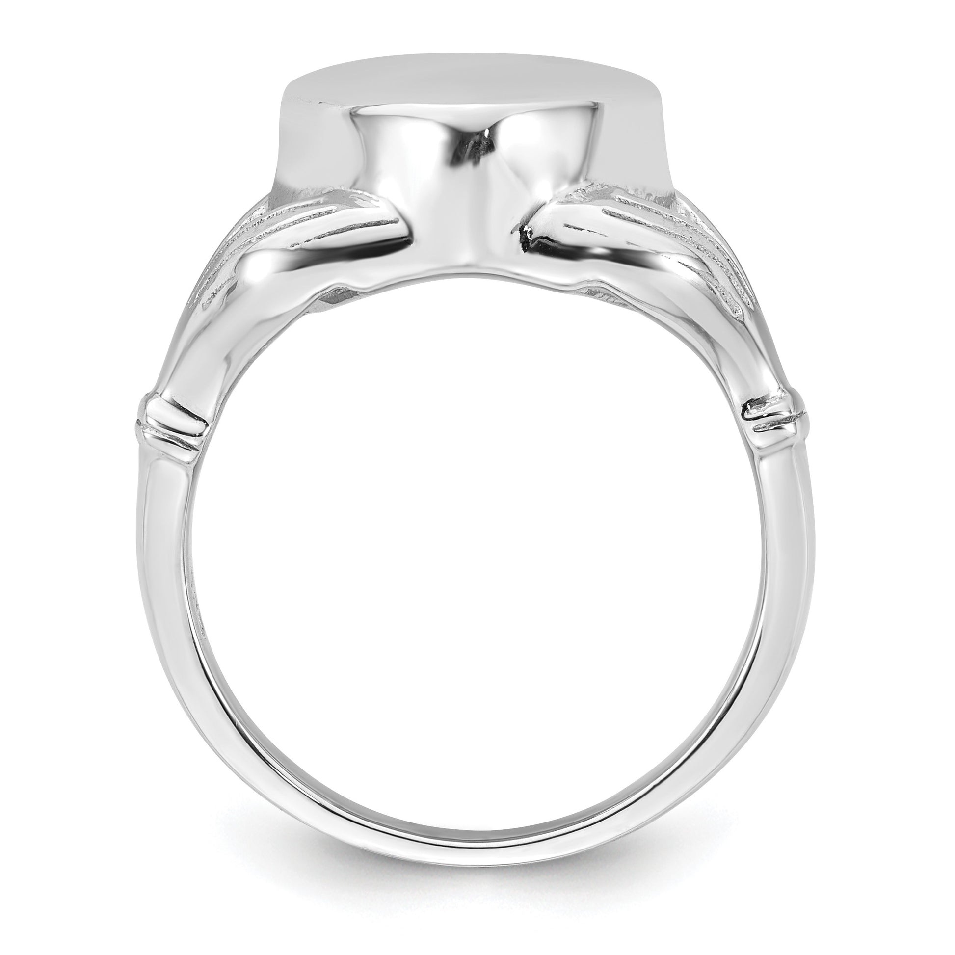 Sterling Silver Rhodium-plated Polished Claddagh Heart Ash Holder Size 6 Ring