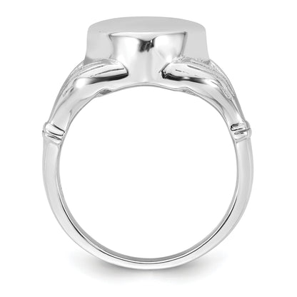 Sterling Silver Rhodium-plated Polished Claddagh Heart Ash Holder Size 6 Ring