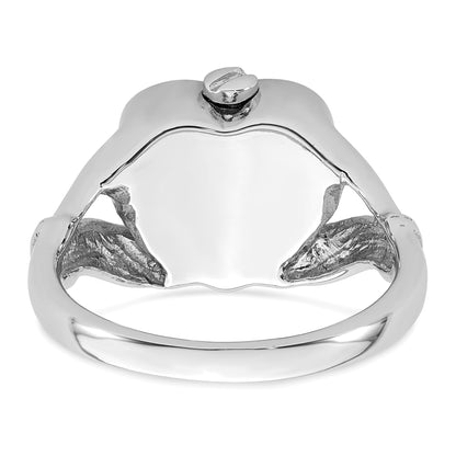 Sterling Silver Rhodium-plated Polished Claddagh Heart Ash Holder Size 6 Ring