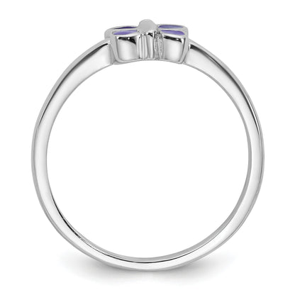 Sterling Silver Rhodium-plated Children's Size 3 Purple Enamel Butterfly Ring