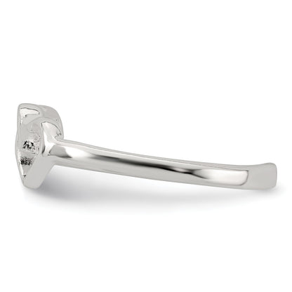 Sterling Silver Polished Interlocking 2-Hearts Toe Ring