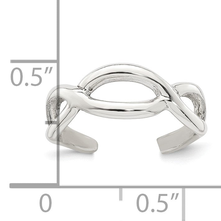 Sterling Silver Polished Criss Cross Adjustable Toe Ring