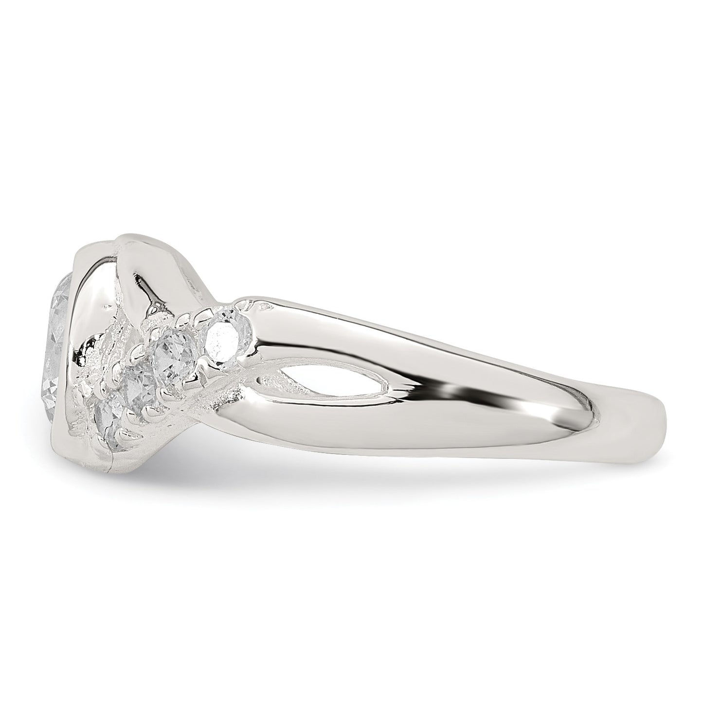 Sterling Silver Polished Fancy CZ Twisted Sides Adjustable Toe Ring