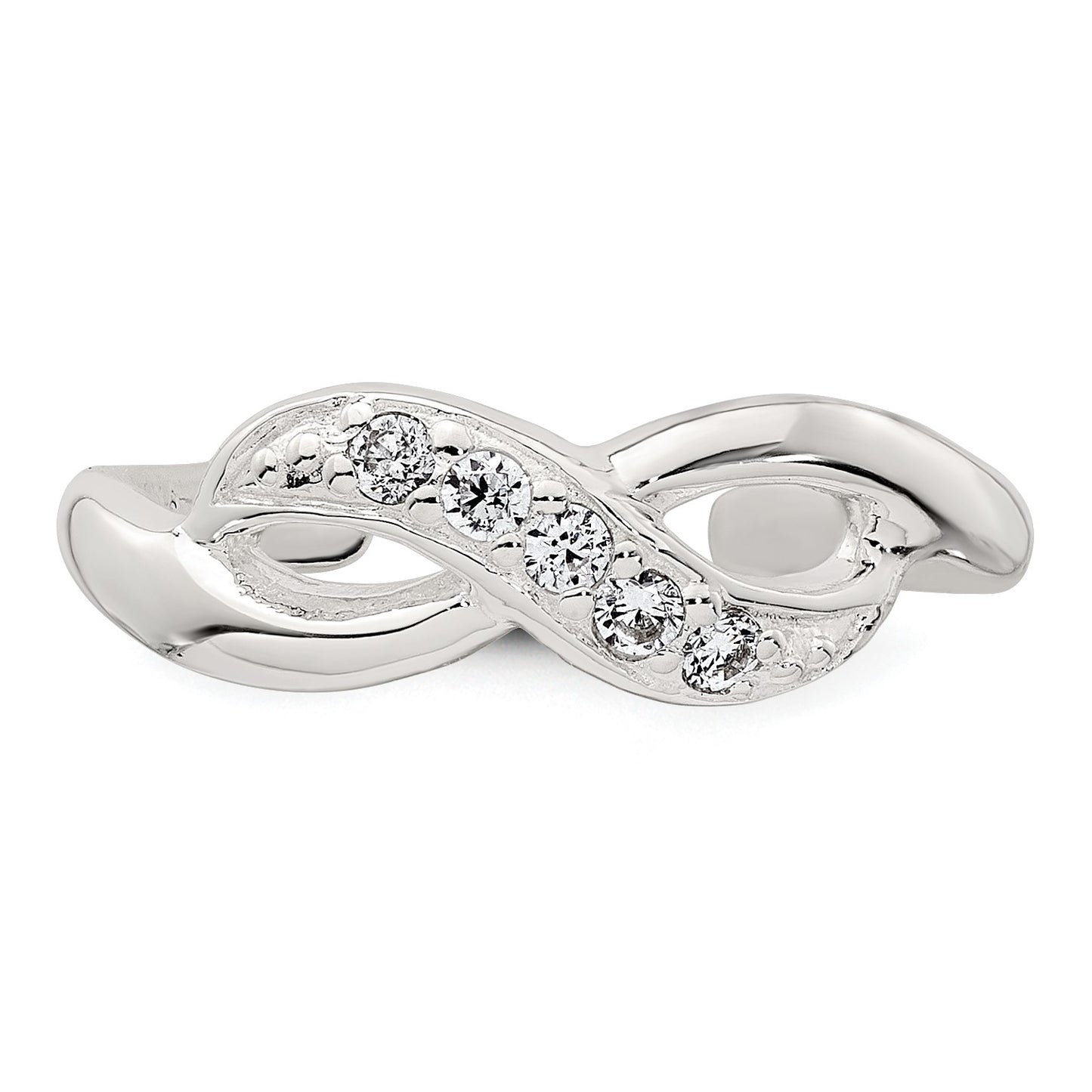 Sterling Silver Polished CZ Infinity Adjustable Toe Ring