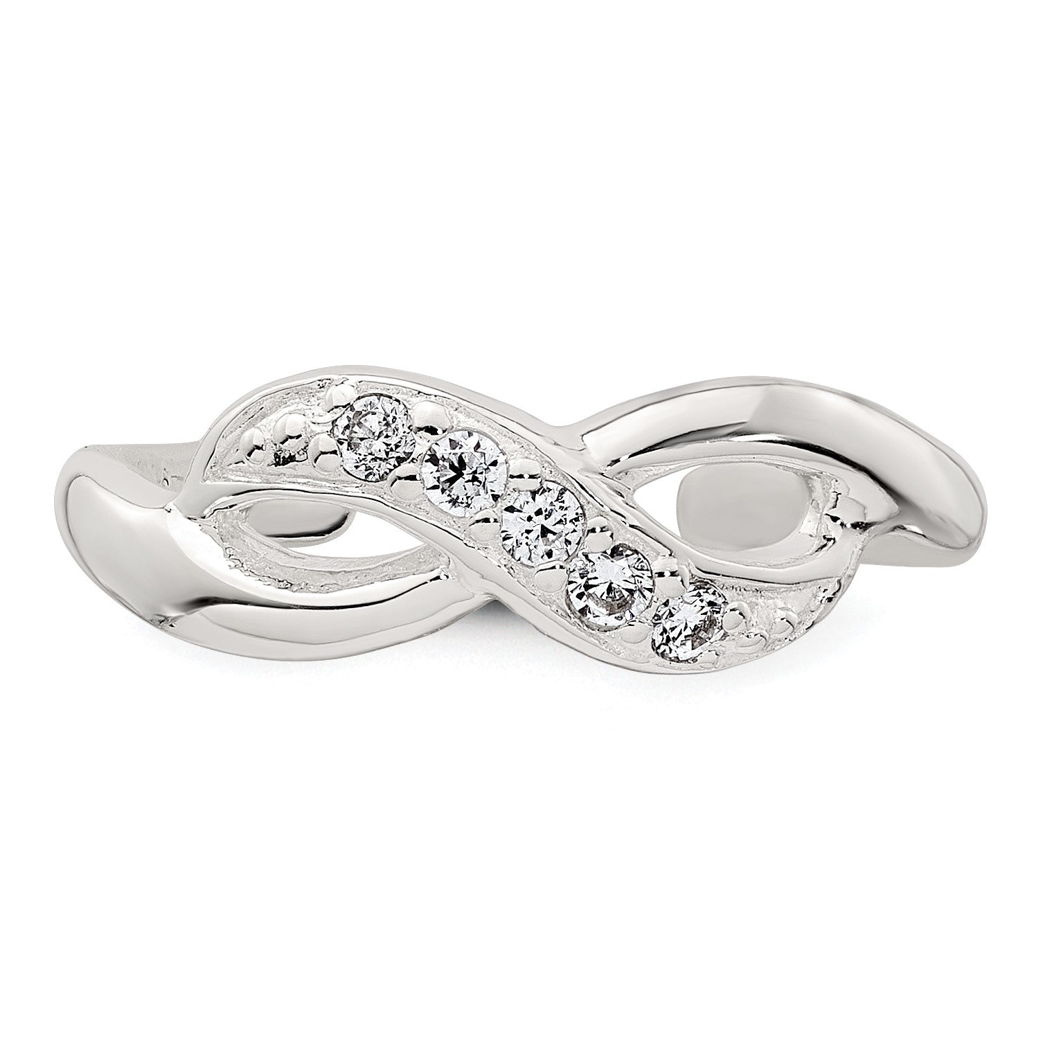 Sterling Silver Polished CZ Infinity Adjustable Toe Ring