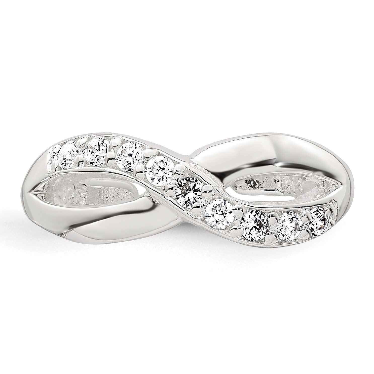 Sterling Silver Polished CZ Infinity Adjustable Toe Ring