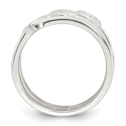 Sterling Silver Polished Hearts Three Band Size 6 Ring