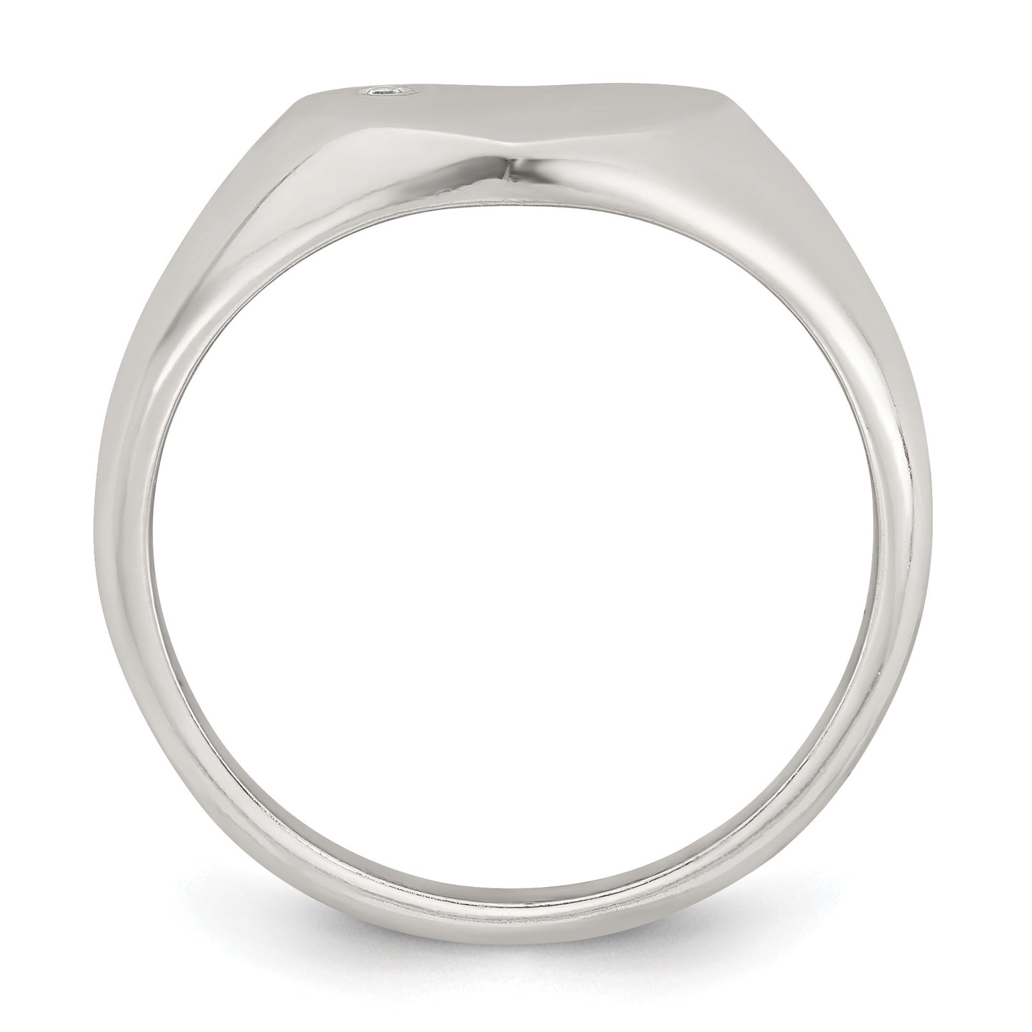 Sterling Silver Polished White CZ Heart Size 7 Signet Ring