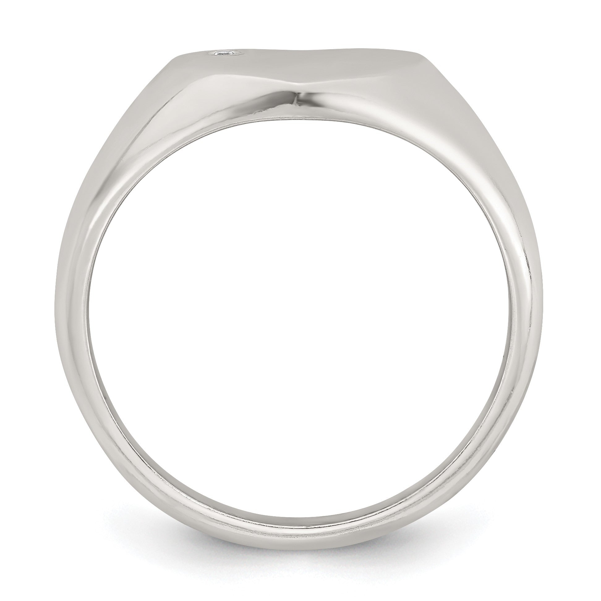 Sterling Silver Polished White CZ Heart Size 7 Signet Ring