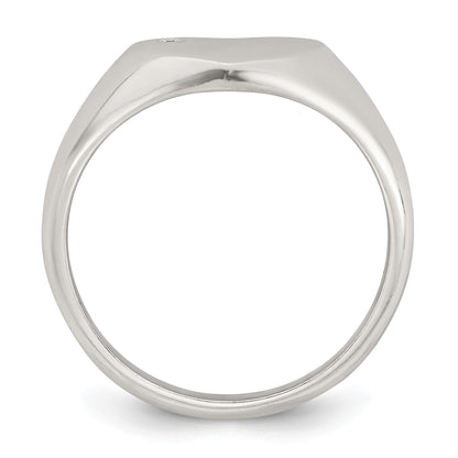 Sterling Silver Polished White CZ Heart Size 7 Signet Ring