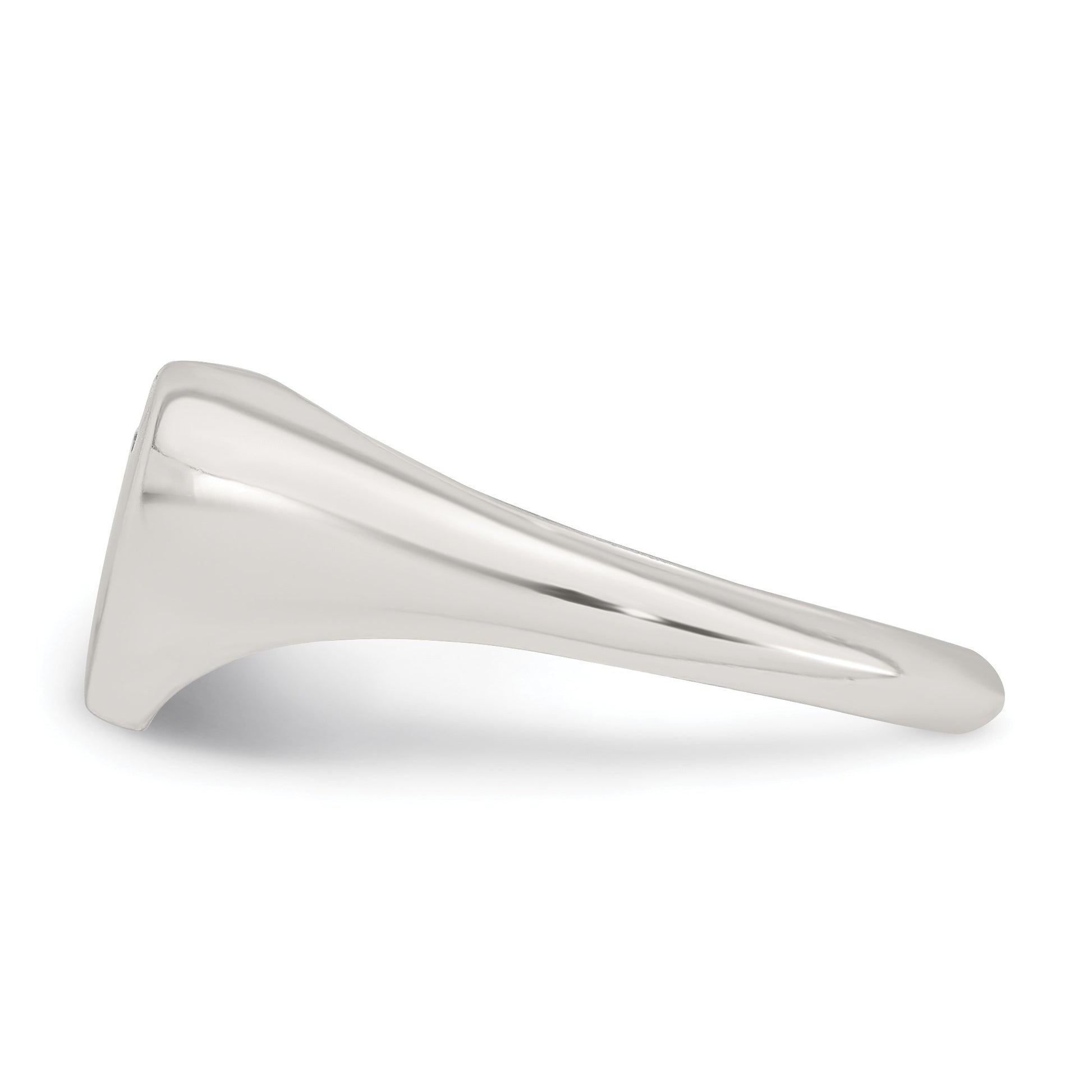 Sterling Silver Polished White CZ Heart Size 6 Signet Ring