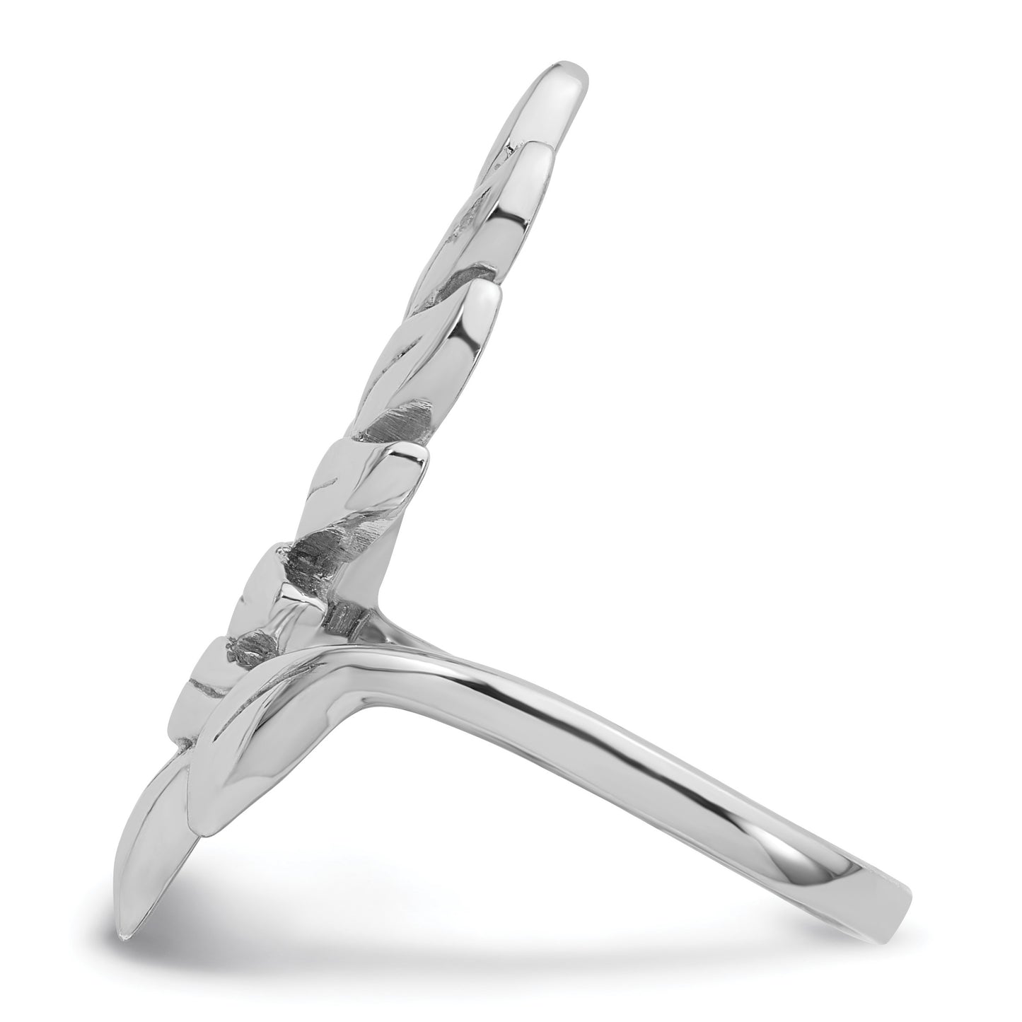 Sterling Silver Rhodium-plated Polished Leaf Size 7 Ring