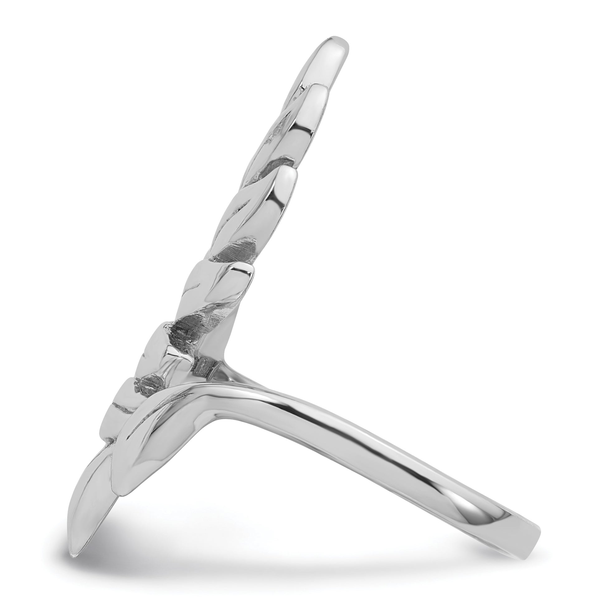 Sterling Silver Rhodium-plated Polished Leaf Size 7 Ring