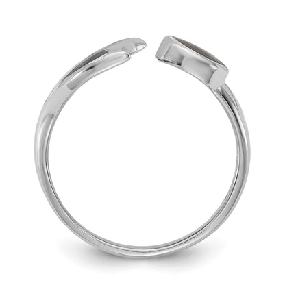 Sterling Silver Rhodium-plated Polished Abalone Whale Tail Size 6 Ring
