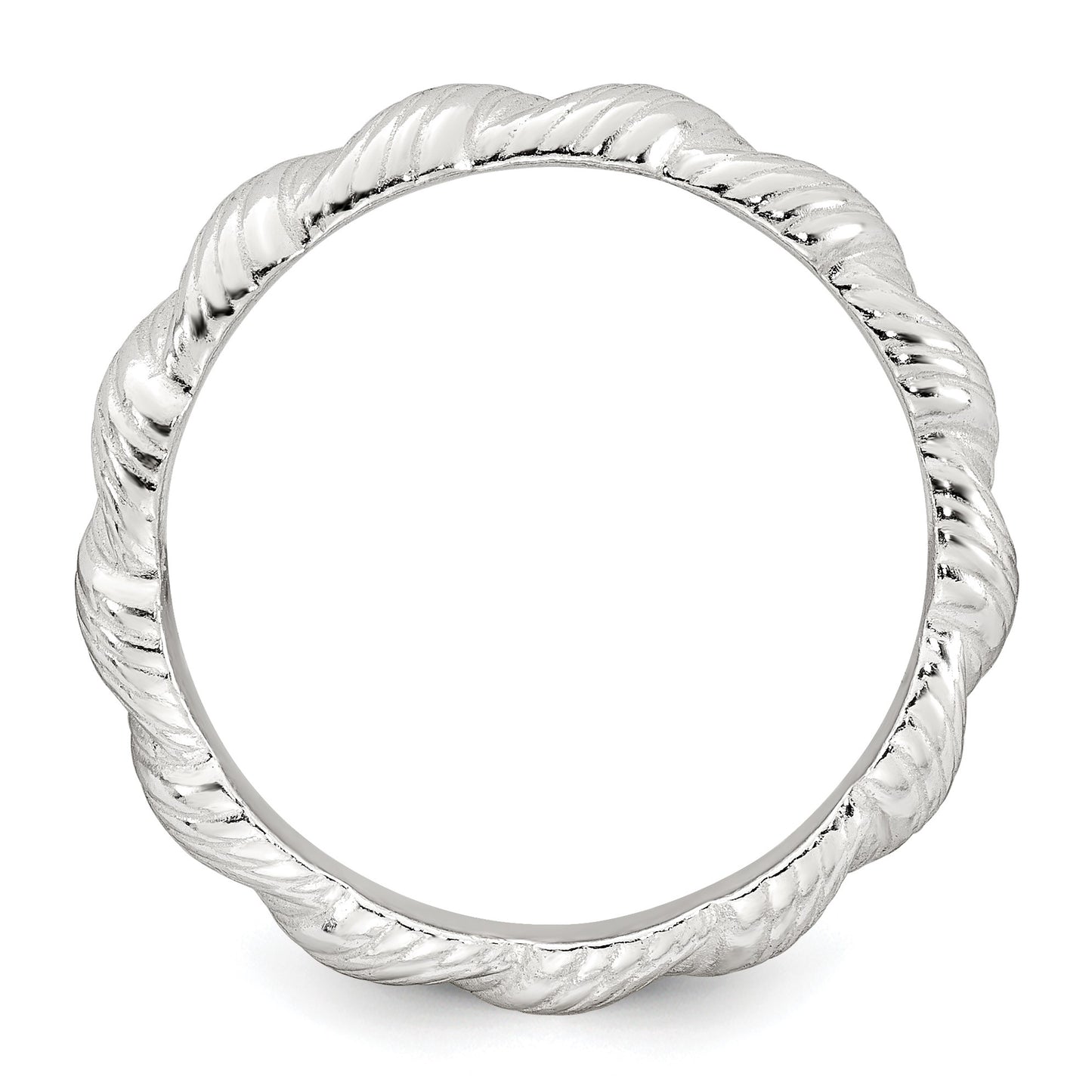 Sterling Silver Polished and Grooved Twisted Band Size 7 Ring