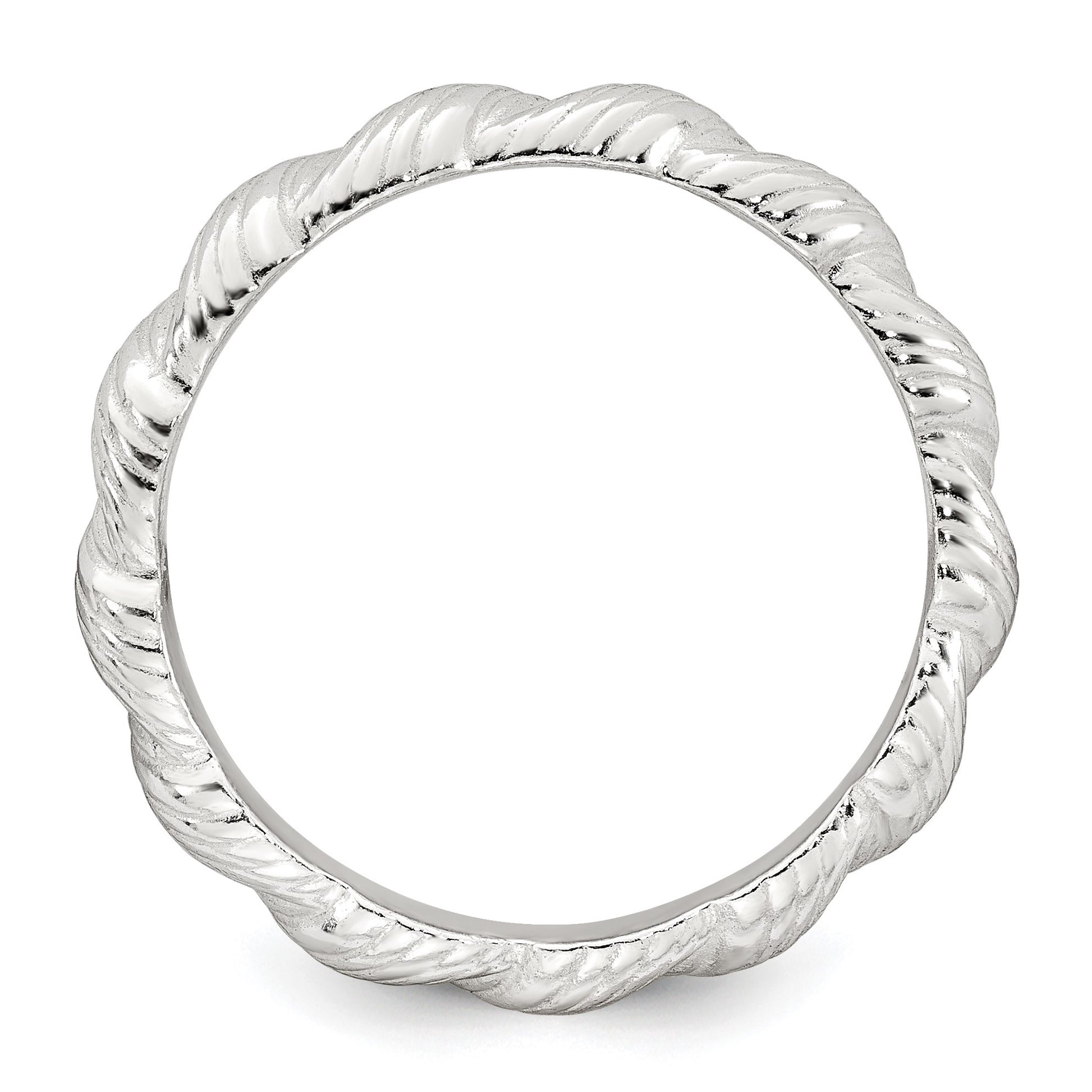 Sterling Silver Polished and Grooved Twisted Band Size 7 Ring