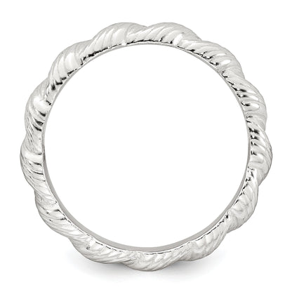 Sterling Silver Polished and Grooved Twisted Band Size 7 Ring