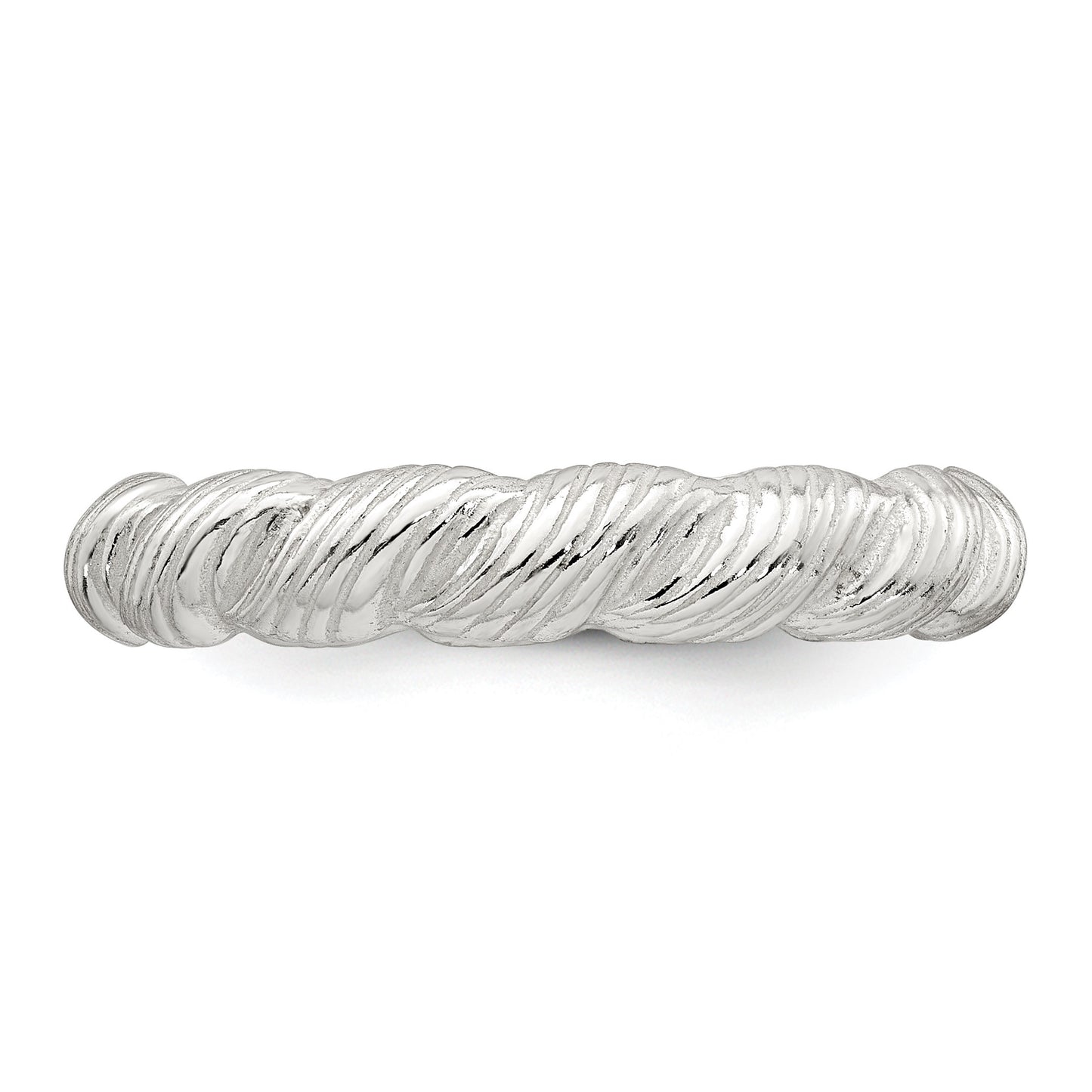 Sterling Silver Polished and Grooved Twisted Band Size 7 Ring