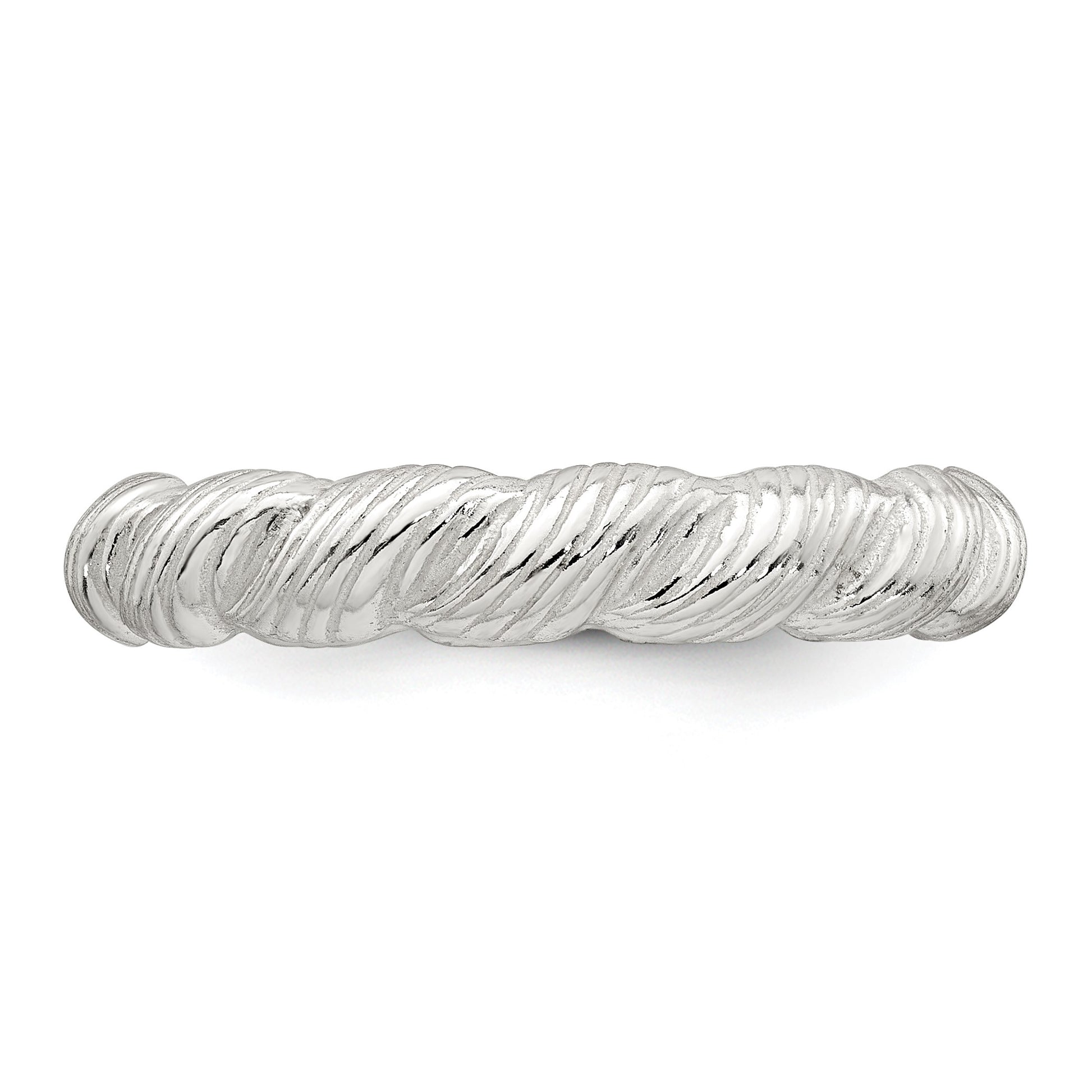 Sterling Silver Polished and Grooved Twisted Band Size 7 Ring