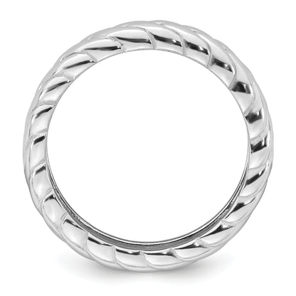 Sterling Silver Rhodium-plated Polished Chevron 5.00mm Band Size 8 Ring