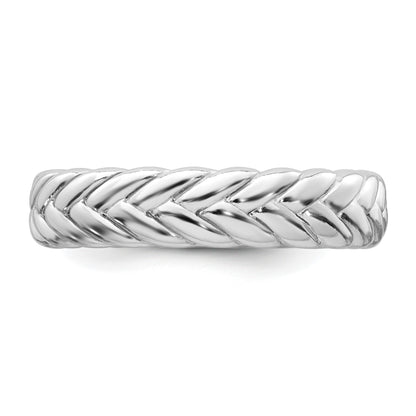 Sterling Silver Rhodium-plated Polished Chevron 5.00mm Band Size 8 Ring