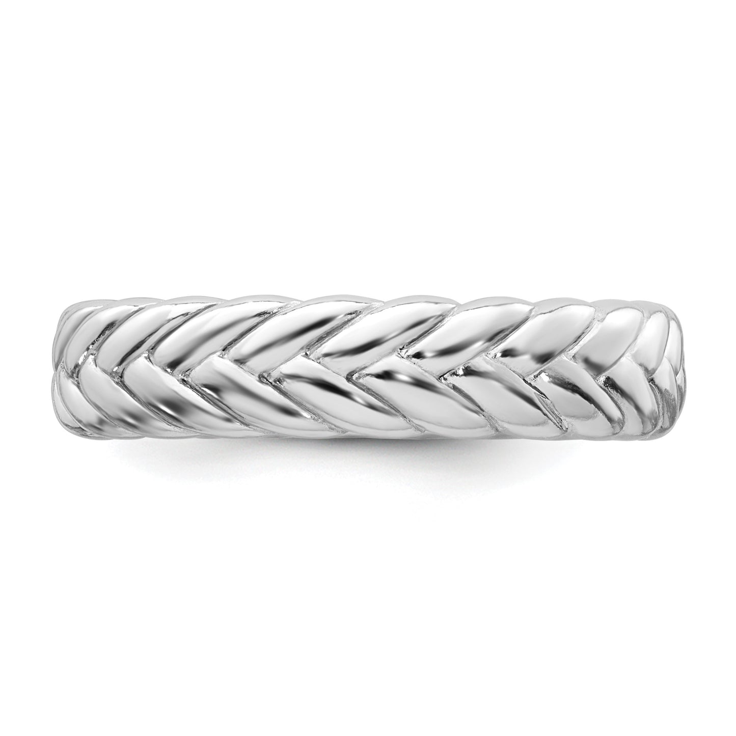 Sterling Silver Rhodium-plated Polished Chevron 5.00mm Band Size 6 Ring
