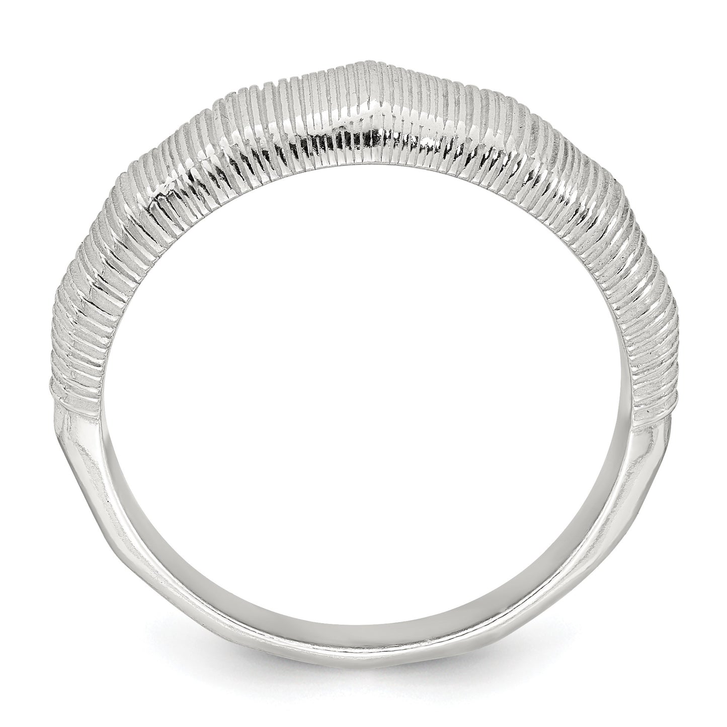 Sterling Silver Polished and Grooved Size 7 Ring