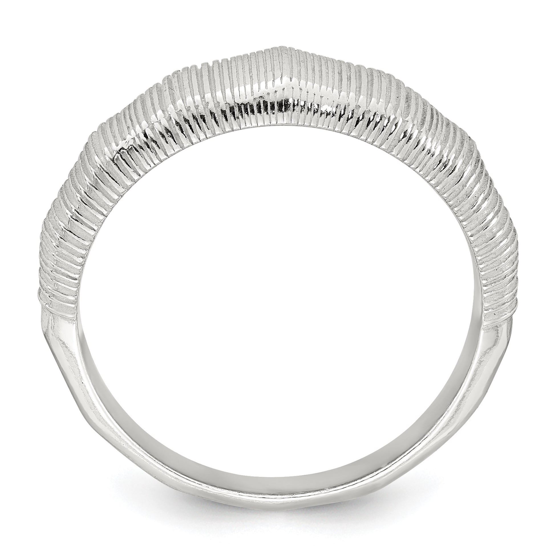 Sterling Silver Polished and Grooved Size 7 Ring